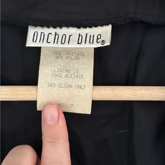 Vintage Anchor Blue Vest Women Medium Black  Purple Flowers - Picture 6 of 9